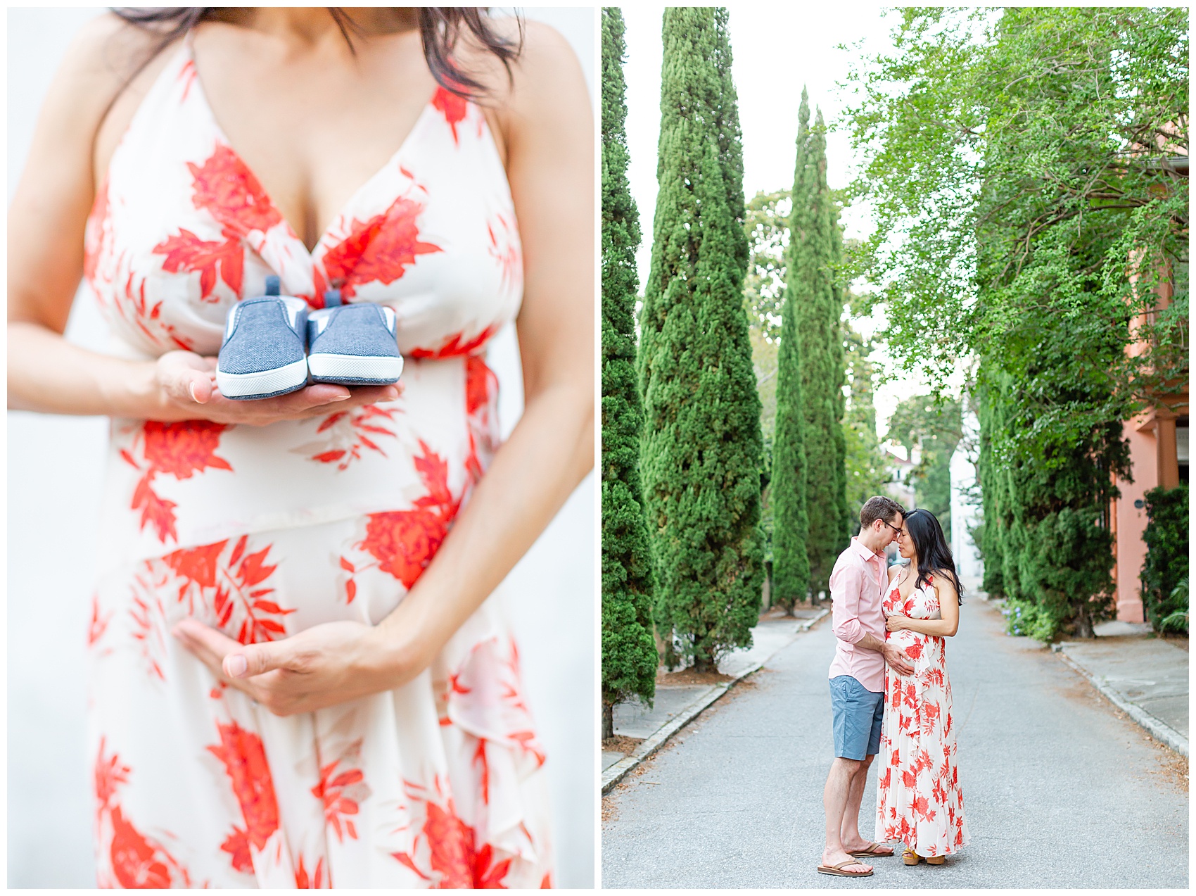  One Year Anniversary Maternity session in downtown Charleston