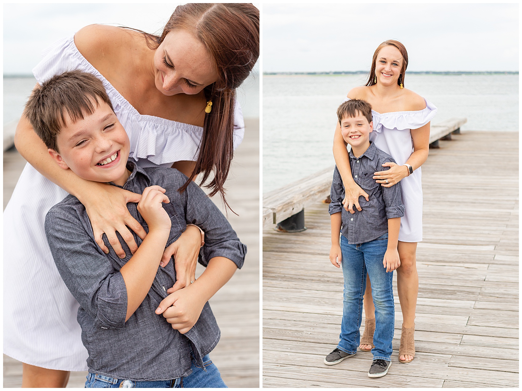 cute pictures of mom and son in downtown charleston