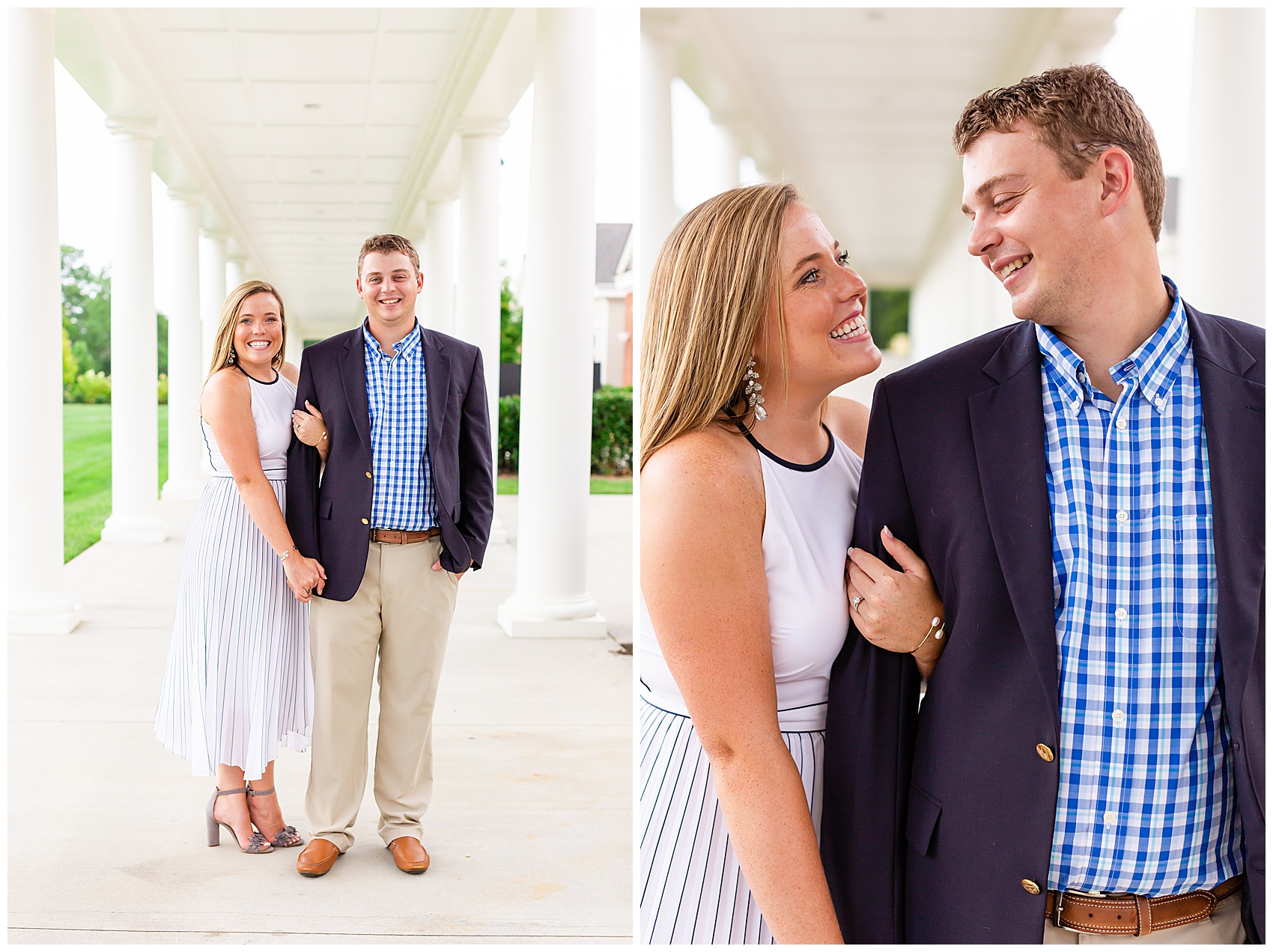 couple smiling for their engagement photos