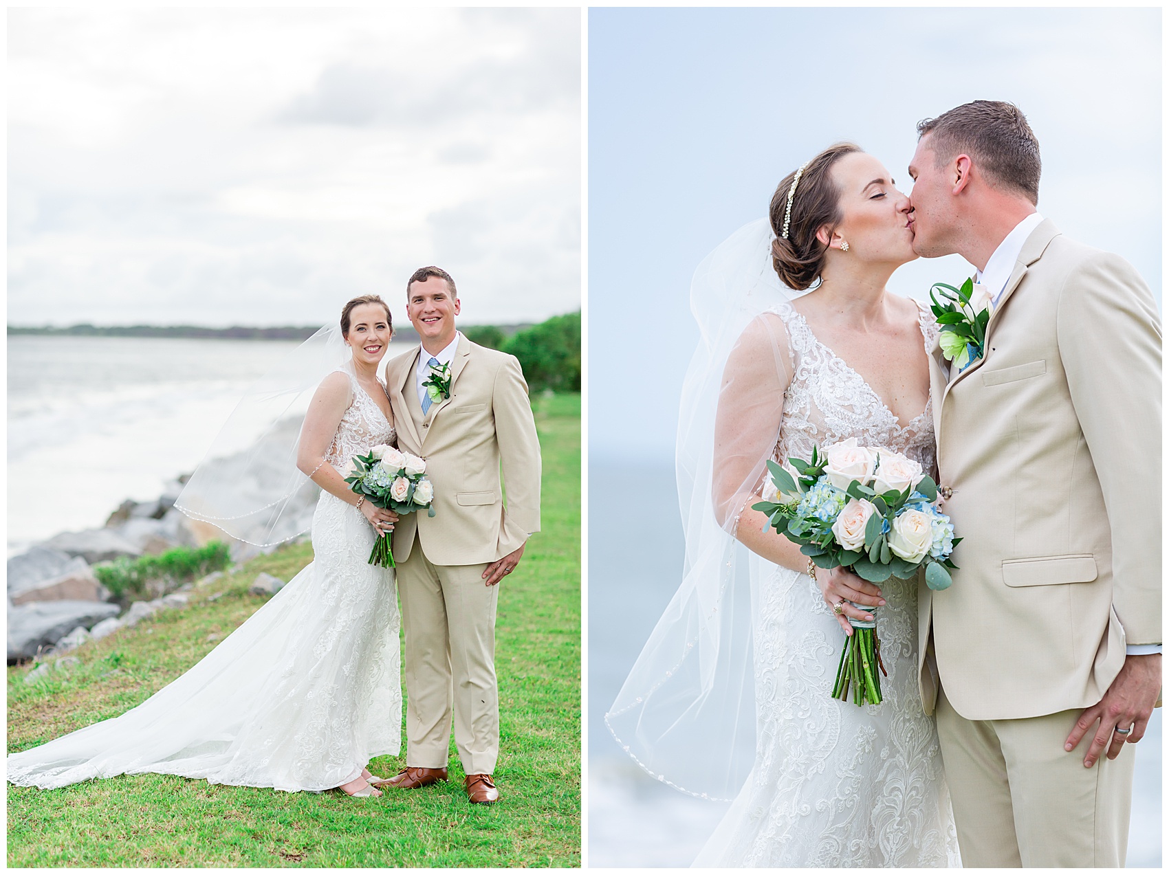 bride and groom just married at a Classic Seabrook Island Wedding