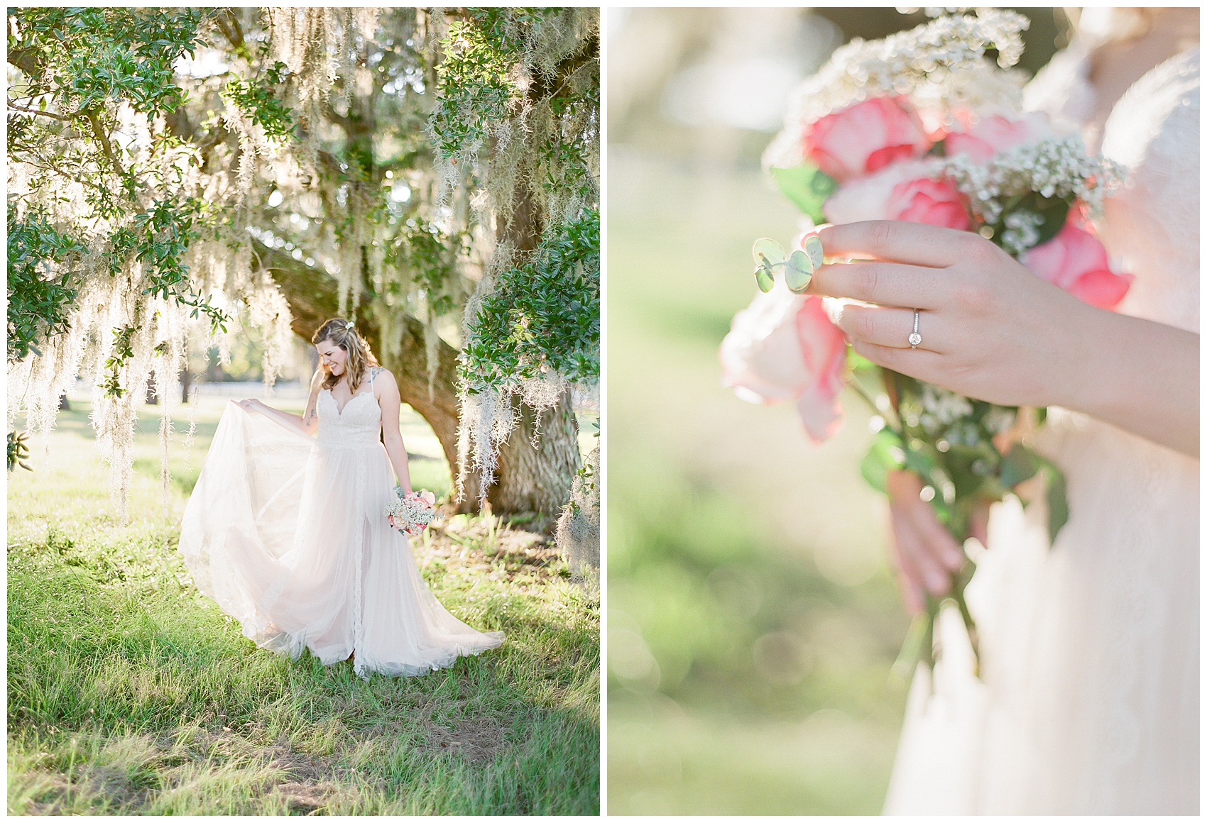 bridal portraits under the glowing oaks - One Year Anniversary