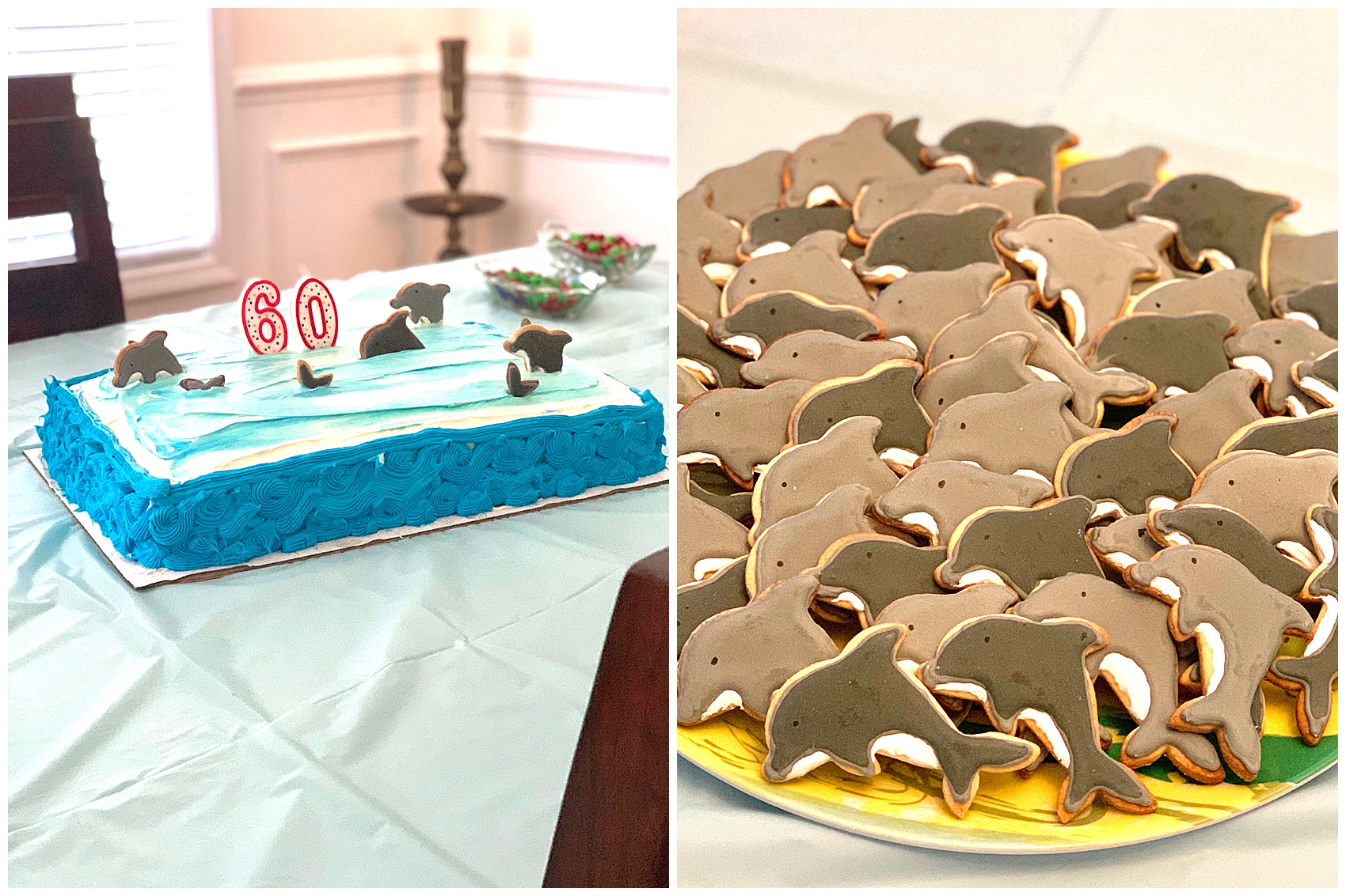mom's 60th Surprise Party dolphin cookies