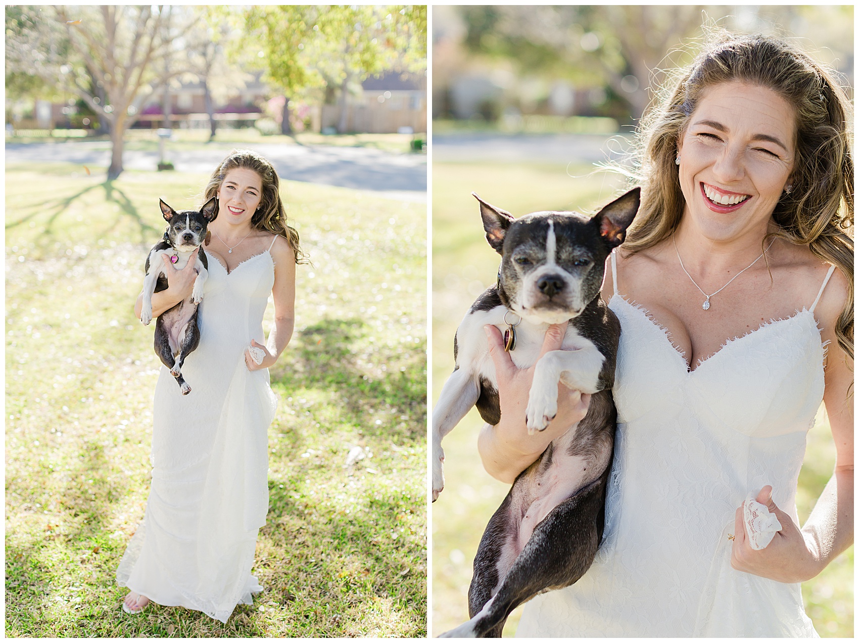 bride with her puppy