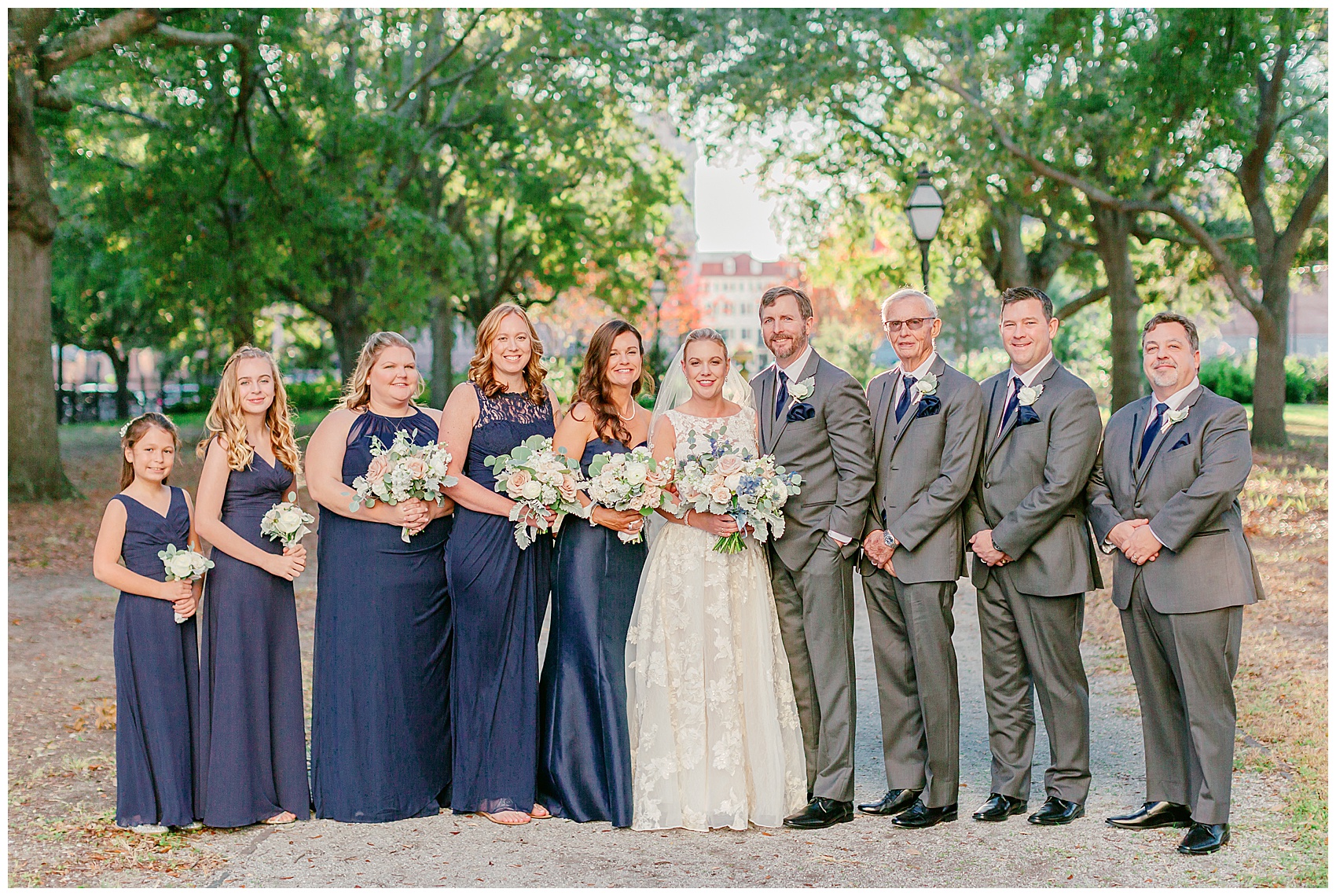 bridal party at the Historic Rice Mill in downtown Charleston