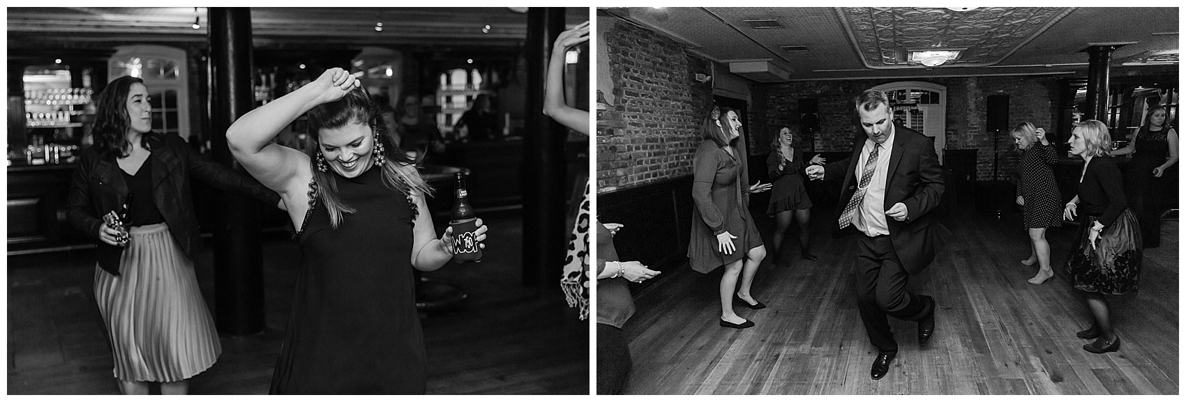 dancing at a wedding reception in downtown charleston