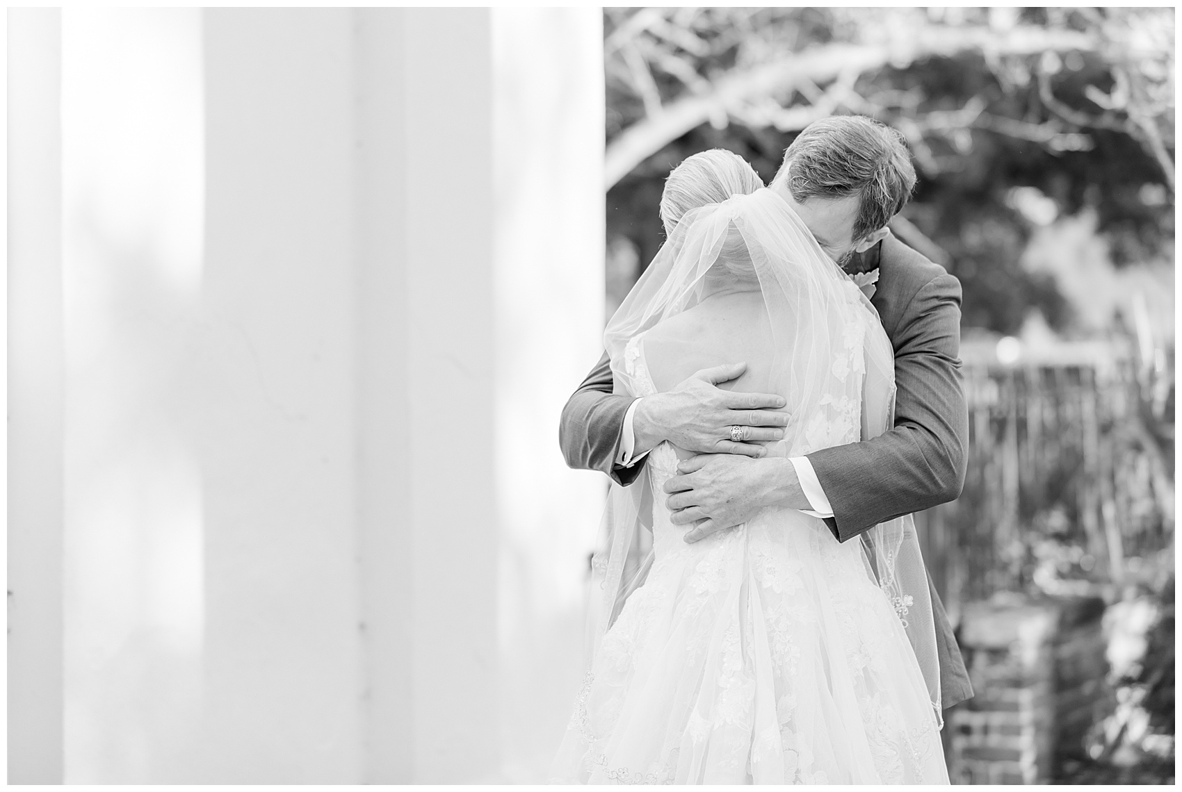 an intimate moment between the bride and groom at their first look