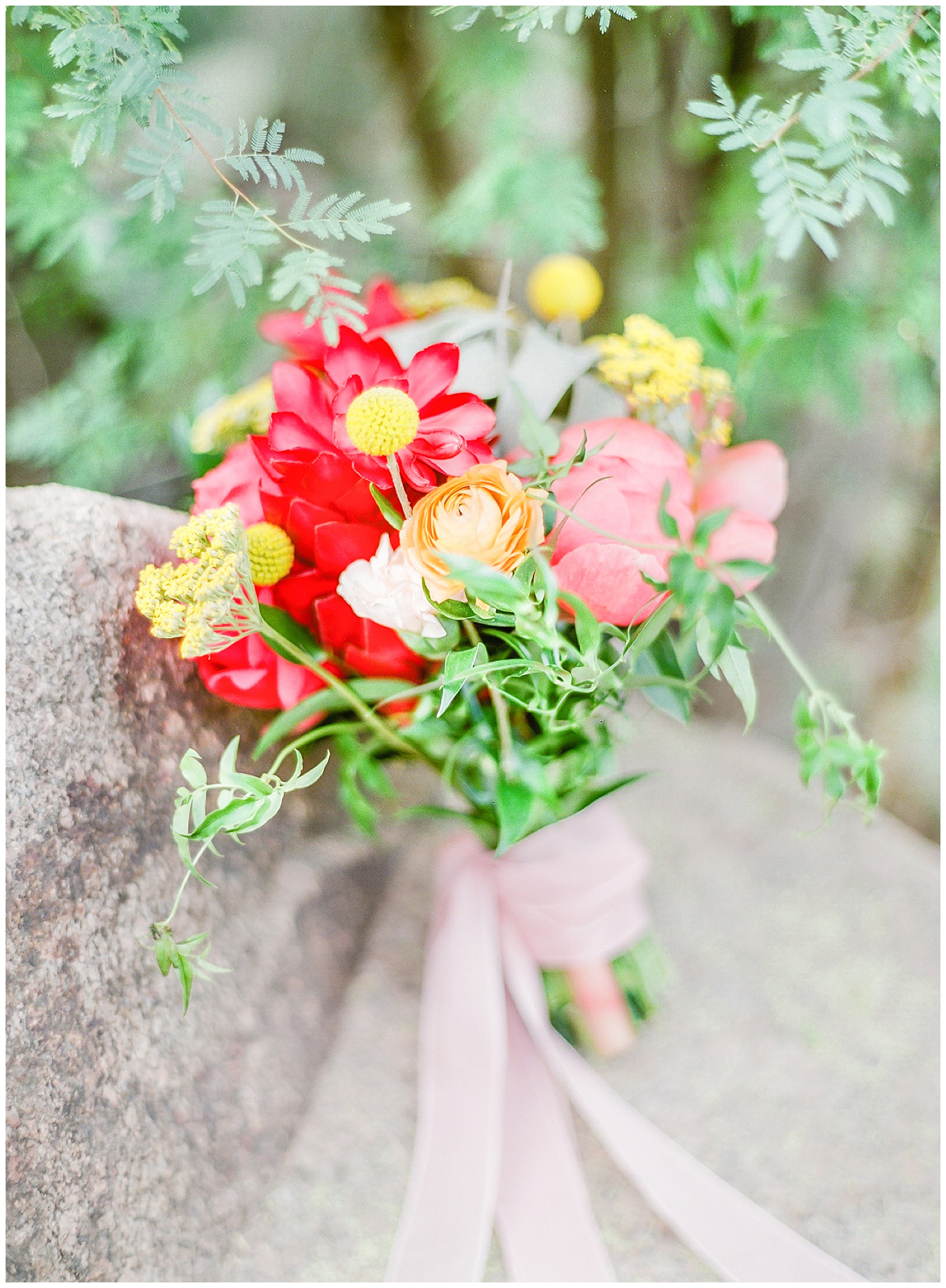 bright and colorful floral wedding bouquet