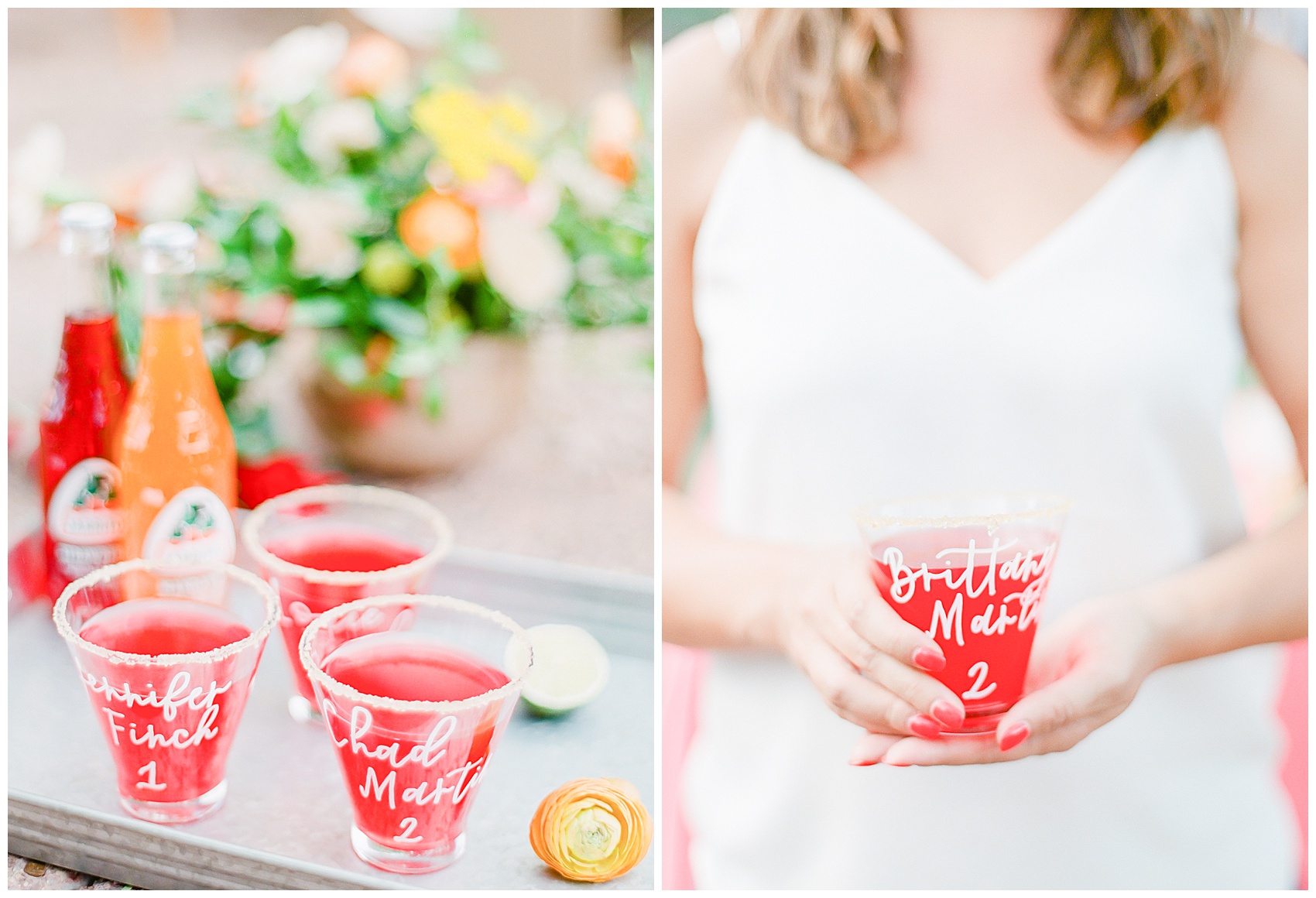 Bright and colorful wedding red drinks