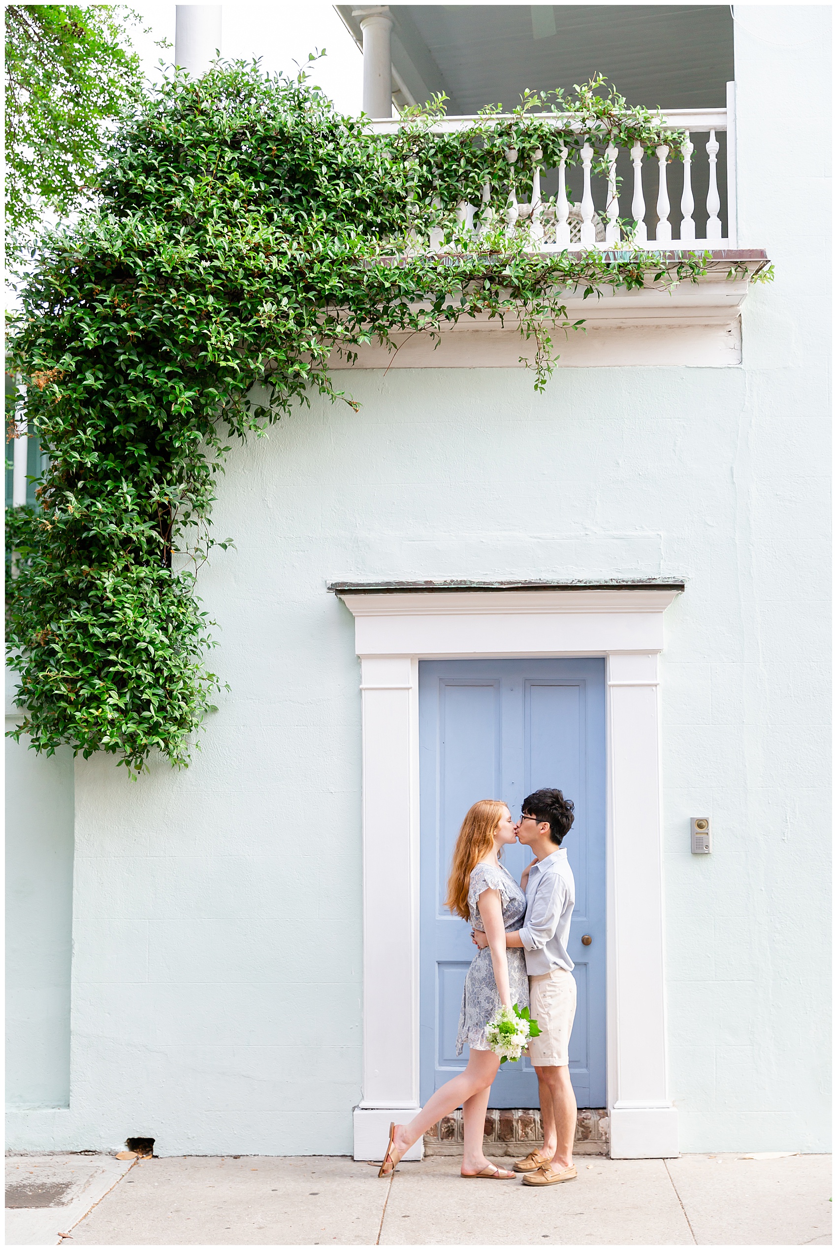 colorful and bright engagement session in Downtown Charleston