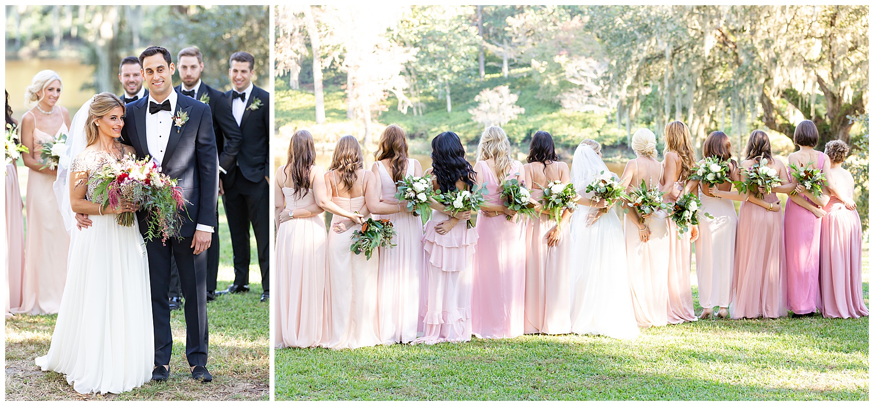 fall wedding at middleton place wedding party