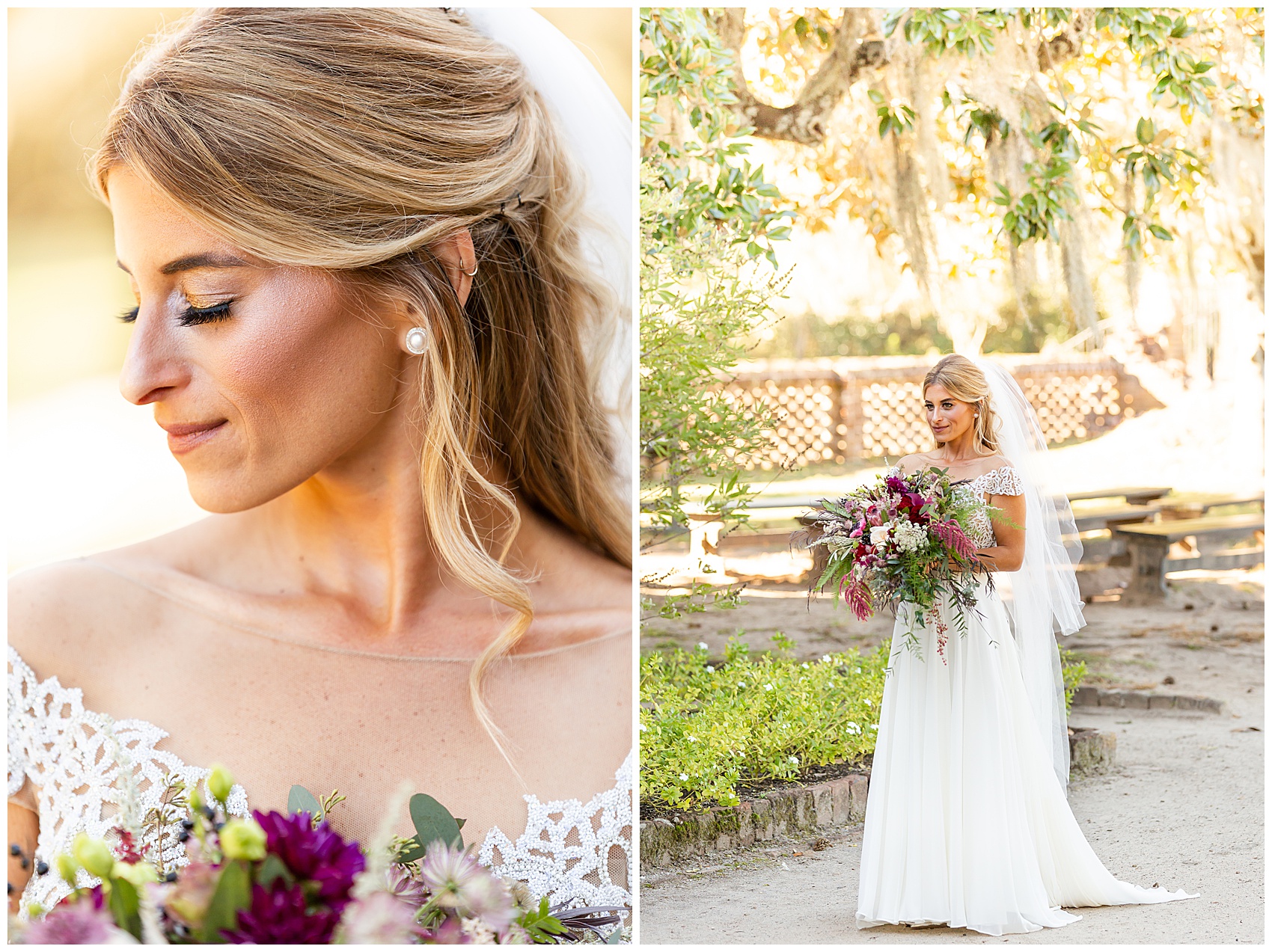 fall wedding at middleton place bride and wedding flowers