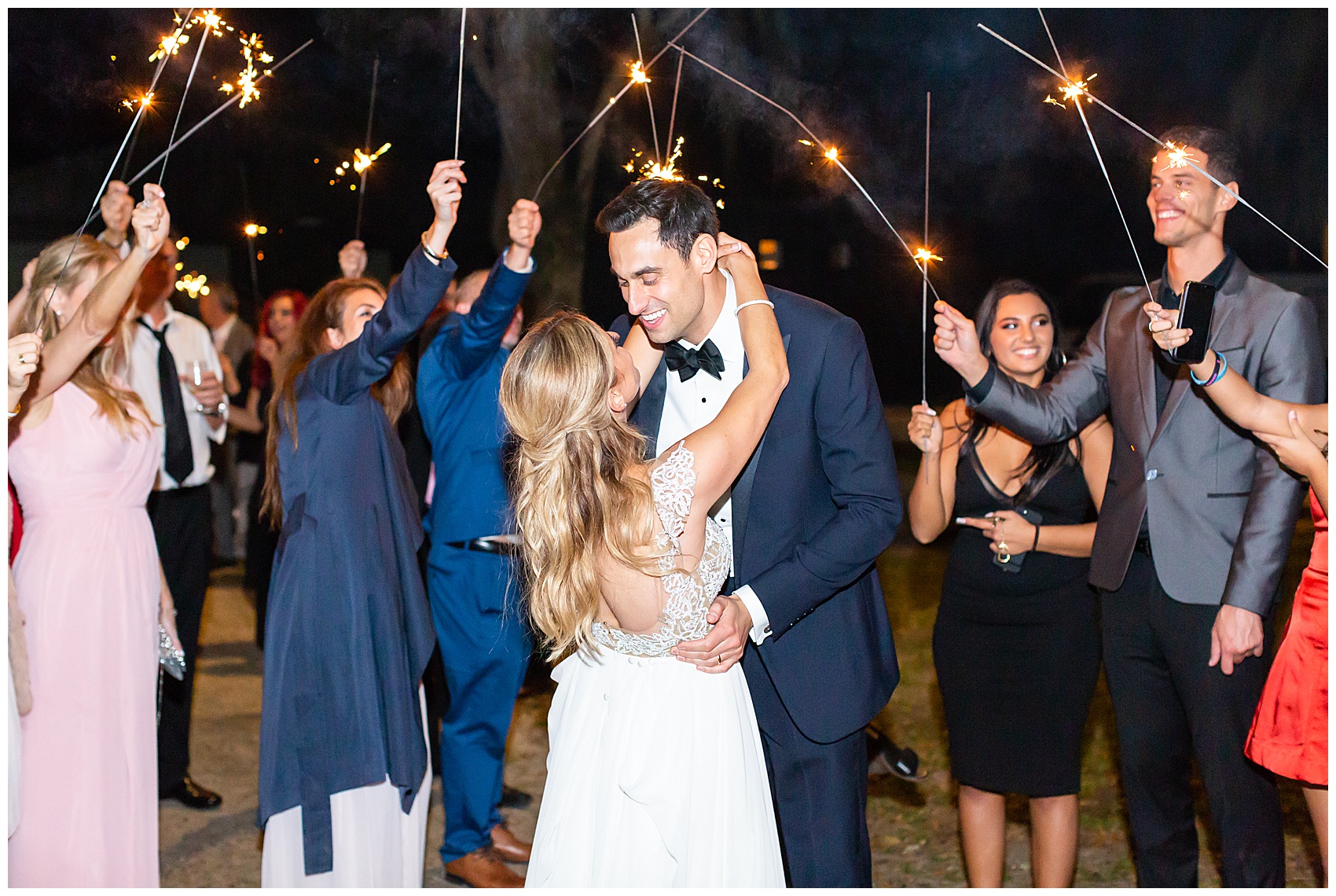 sparkler exit at charleston wedding