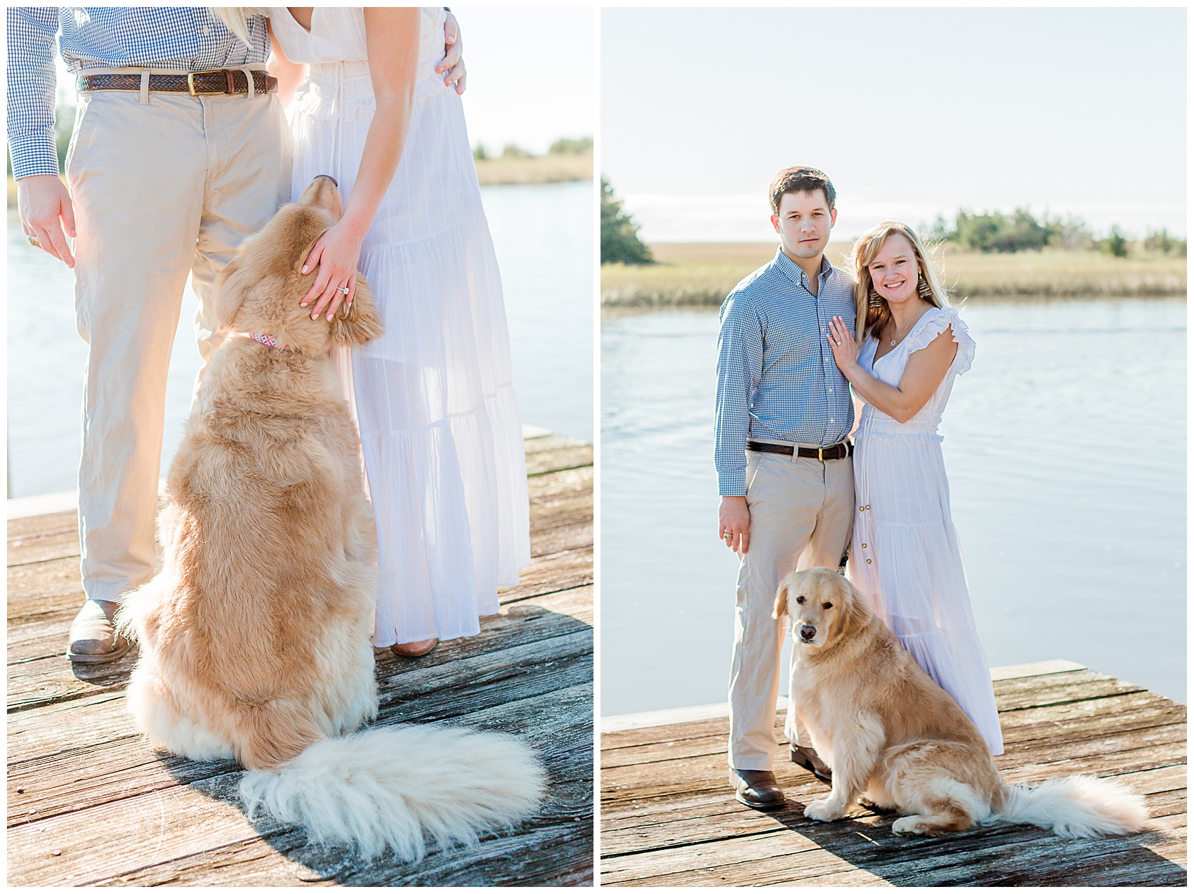 McClellanville Engagement Session on the dock overlooking the water