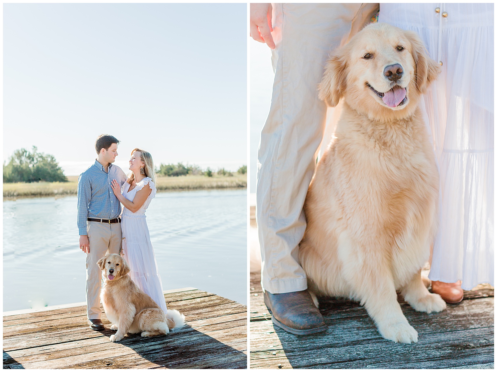 McClellanville Engagement Session on the dock overlooking the water